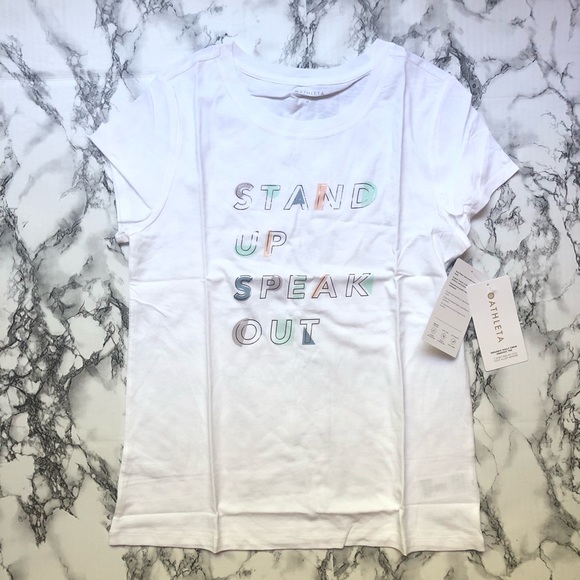 ATHLETA Daily Crew Graphic Tee Stand Up Speak Out - Picture 2 of 4